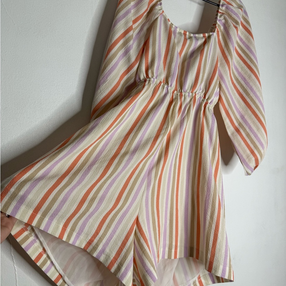NWT Forever 21 Romper with Orange, Pink, and Cream Stripes